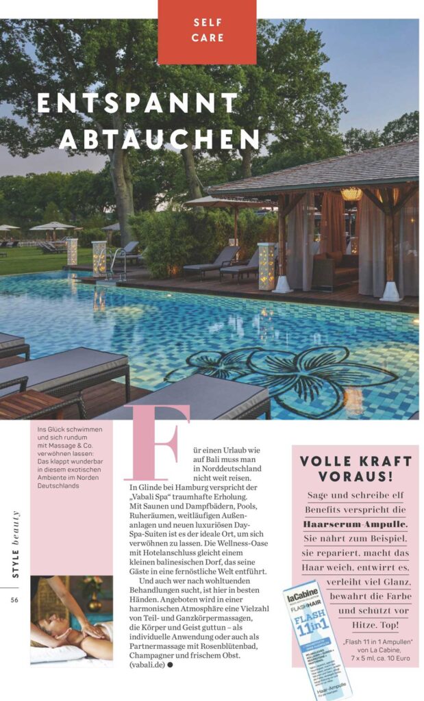 Magazinauszug: Gala Januar 2024 Seite 56 Titel: Entspannt abtauchen
